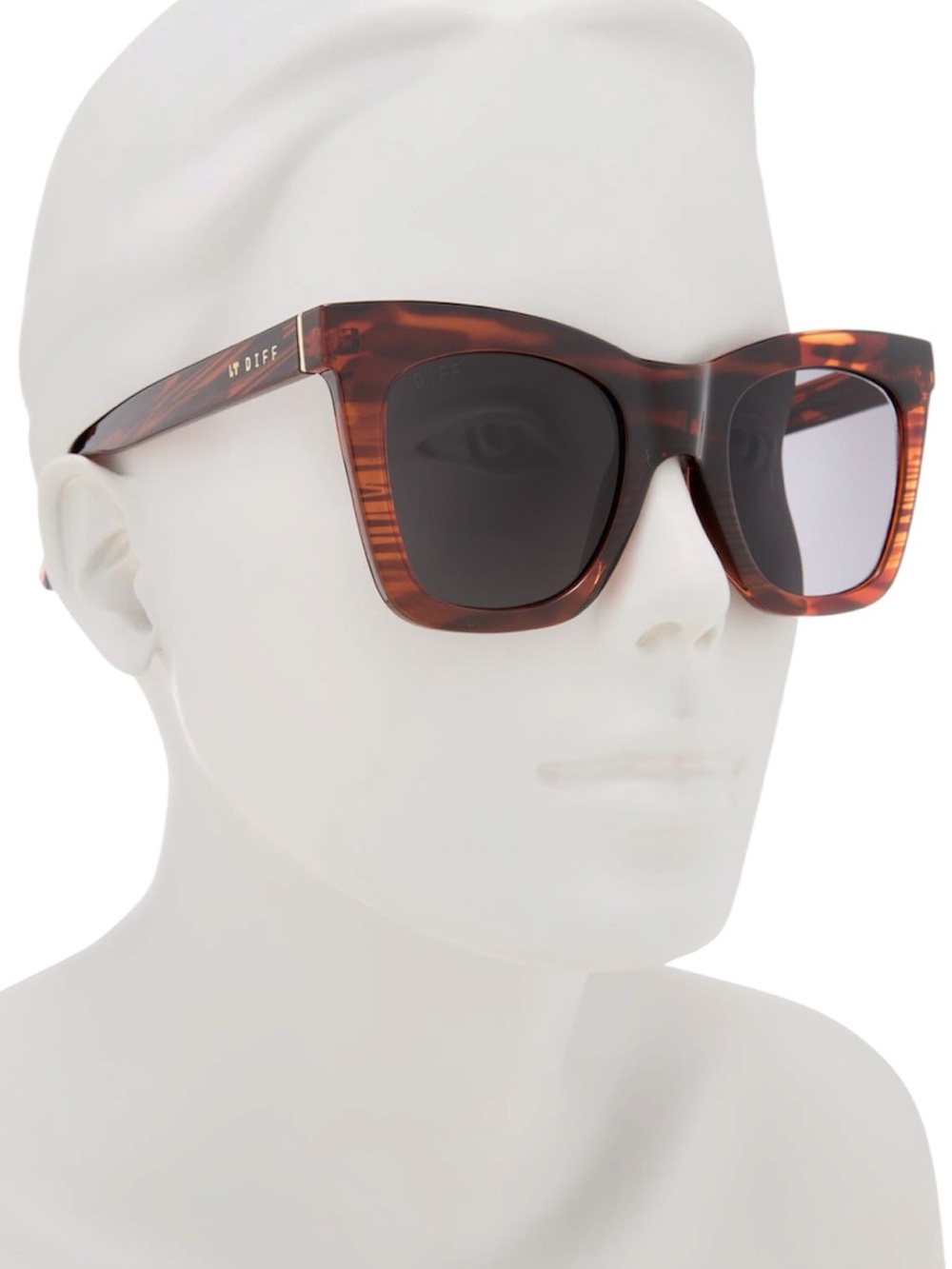 DIFF Talia Sunglasses Mahogany Tortoise Frame Dark Grey Lens Oversized NWT